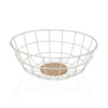 Obstschale Versa Weiß 28 x 12 x 28 cm Holz Kautschukholz Stahl Eisen